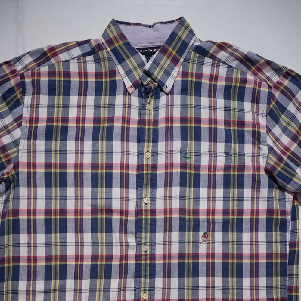 Tommy Hilfiger Casual Blue and Yellow Button Down Shirt